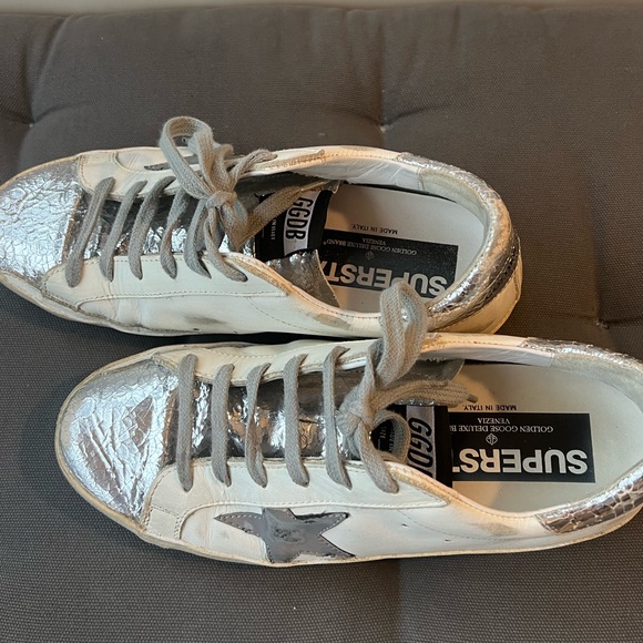 Golden Goose Superstar Sneakers - Silver & White - Picture 2 of 6